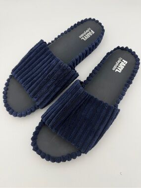 NEW FARYL by Farylrobin Mia Corduroy Slide Sandals Navy Blue Women's Size 14